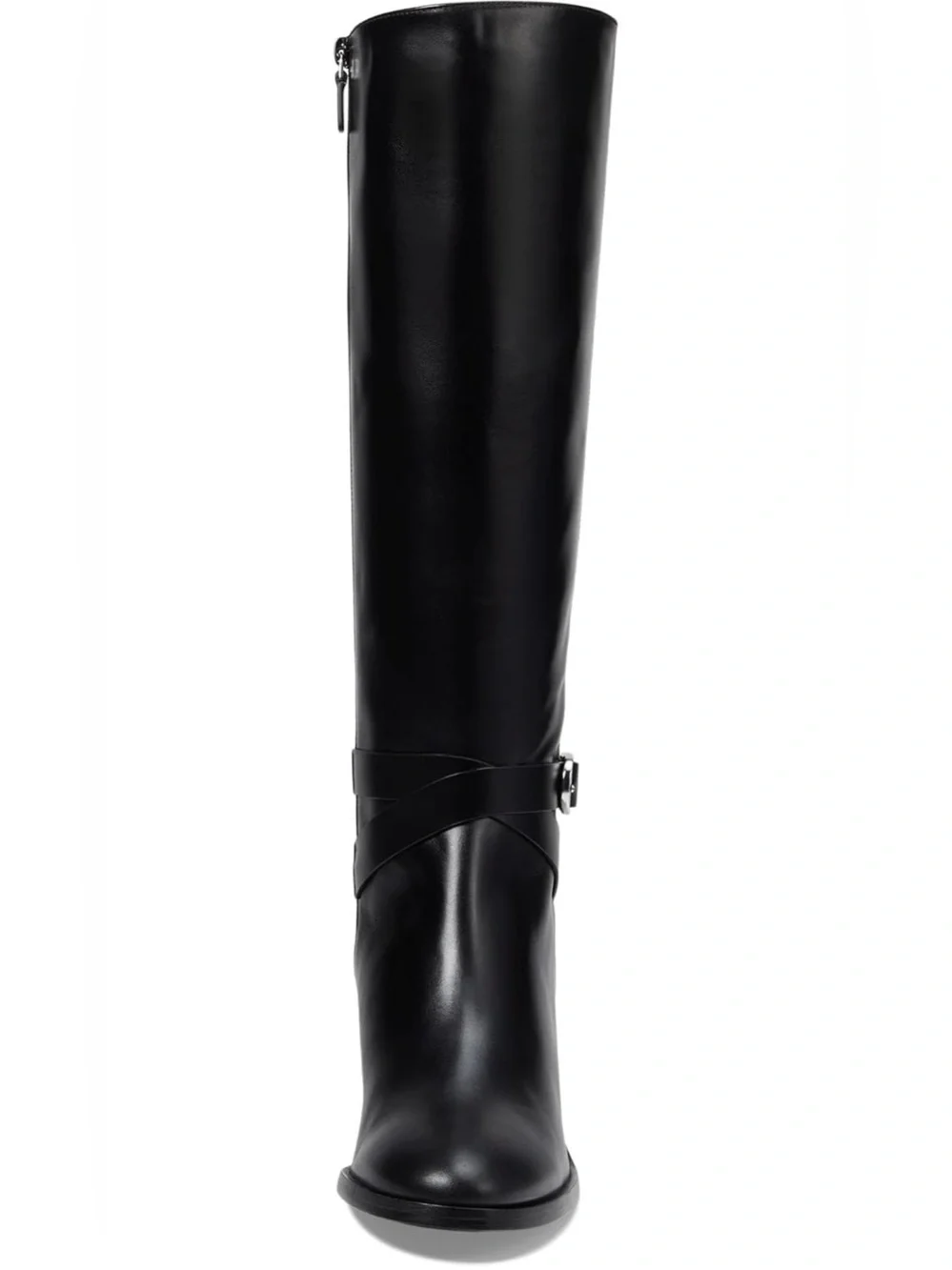 Stuart Weitzman Esme Belted Zip Black Leather Knee High Riding Boots NWOB Size 6